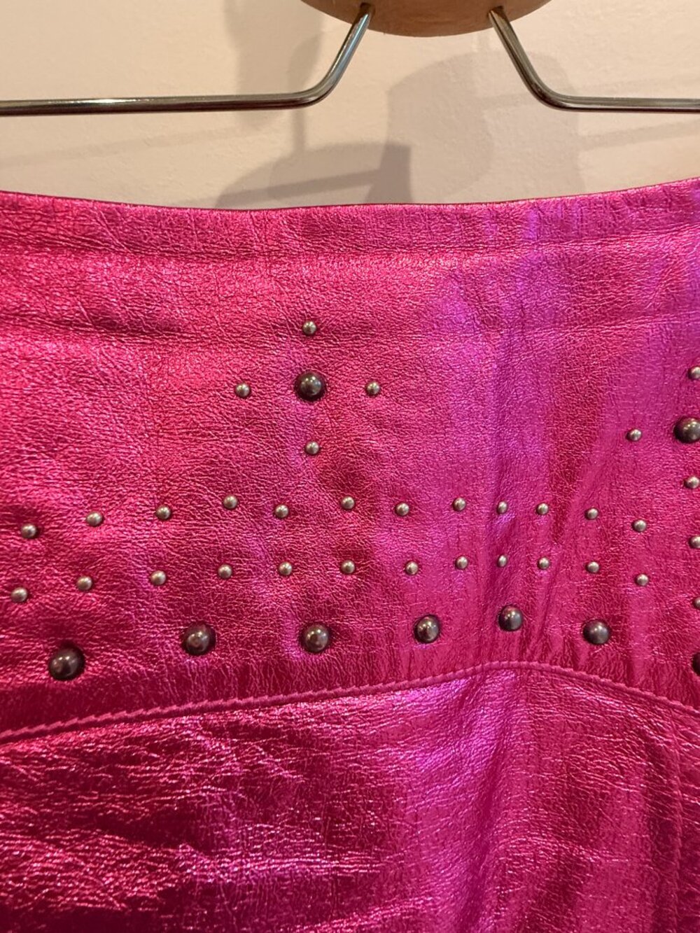 Idyllwind Hot Pink Genuine Leather Skirt with Studs - Picture 6 of 6